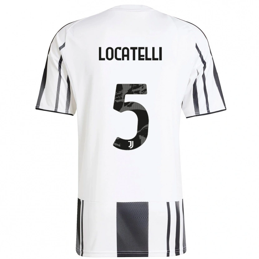 Danxen Mænd Manuel Locatelli #5 Hvid Sort Hjemmebane Spillertrøjer 2025/26 Trøje T-Shirt