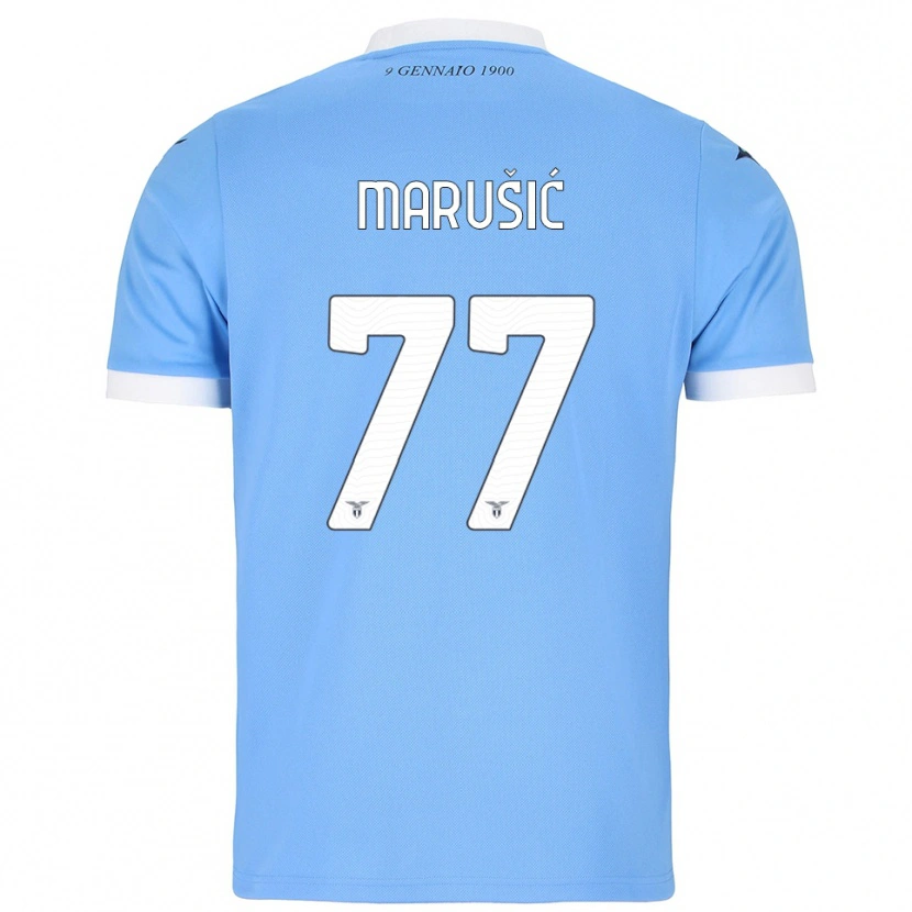 Danxen Mænd Adam Marusic #77 Lyseblå Hvid Hjemmebane Spillertrøjer 2025/26 Trøje T-Shirt