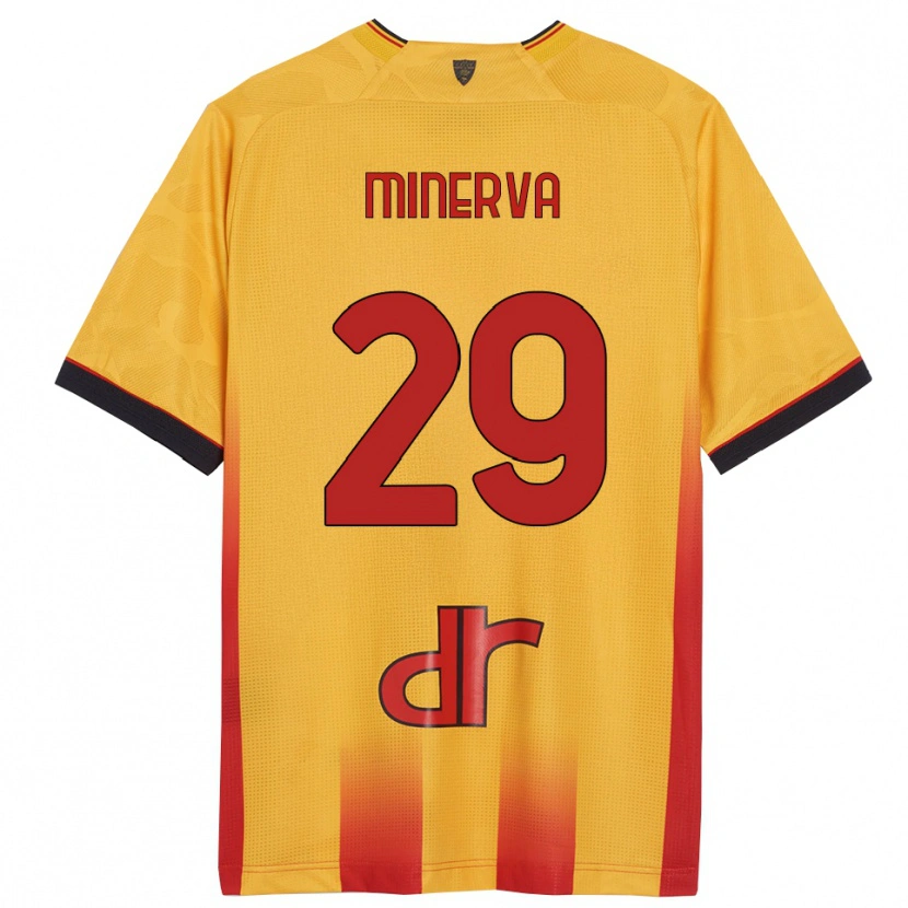Danxen Mænd Francesco Minerva #29 Gul Orange Hjemmebane Spillertrøjer 2025/26 Trøje T-Shirt