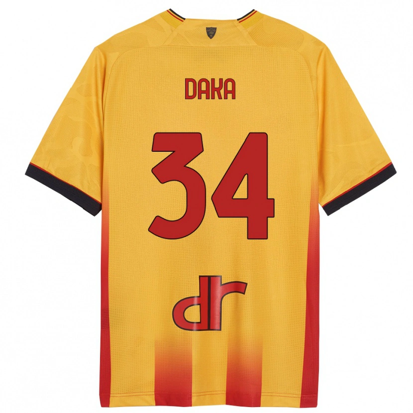 Danxen Mænd Dario Daka #34 Gul Orange Hjemmebane Spillertrøjer 2025/26 Trøje T-Shirt