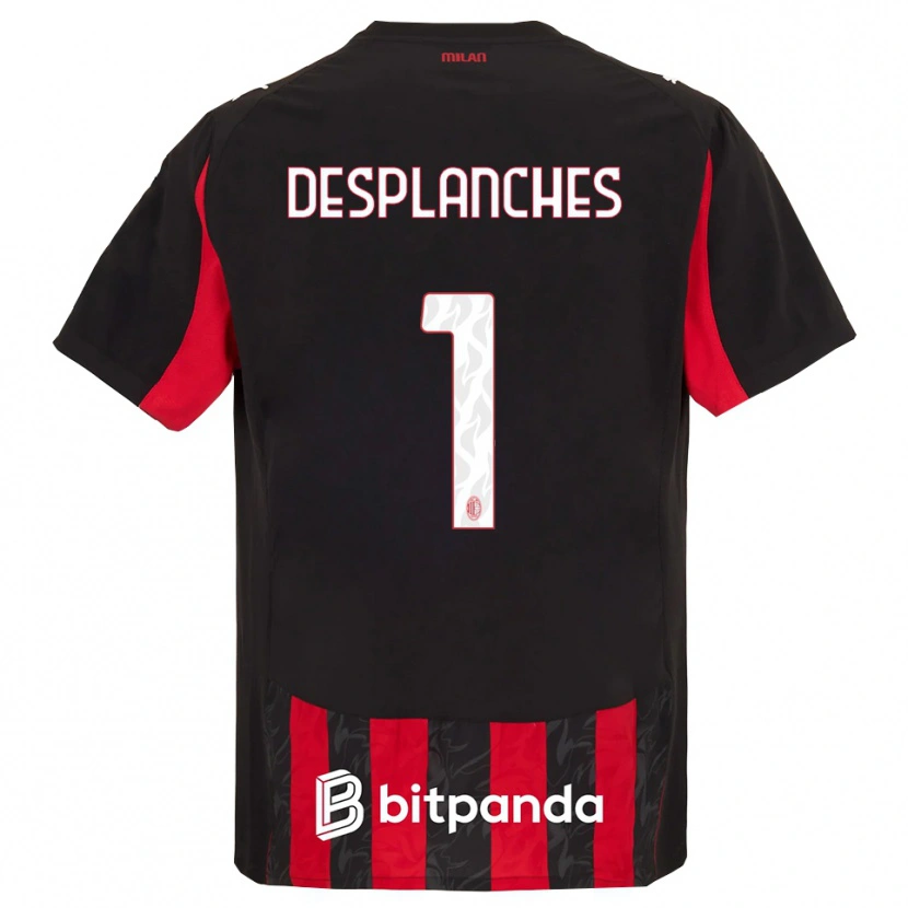 Danxen Mænd Sebastiano Desplanches #1 Rød Sort Hjemmebane Spillertrøjer 2025/26 Trøje T-Shirt