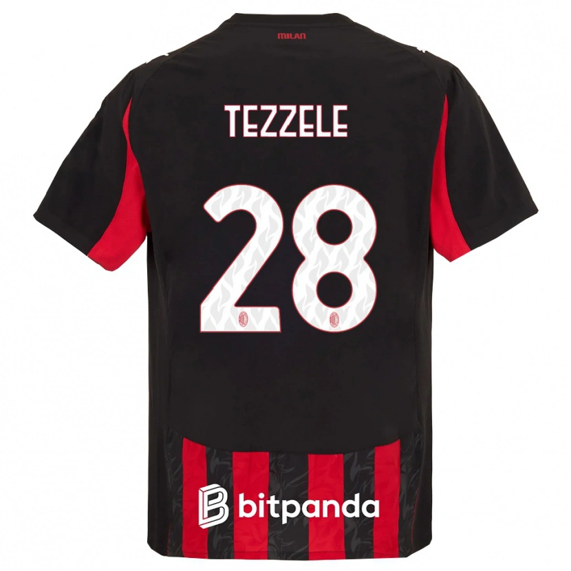Danxen Mænd Matteo Tezzele #28 Rød Sort Hjemmebane Spillertrøjer 2025/26 Trøje T-Shirt