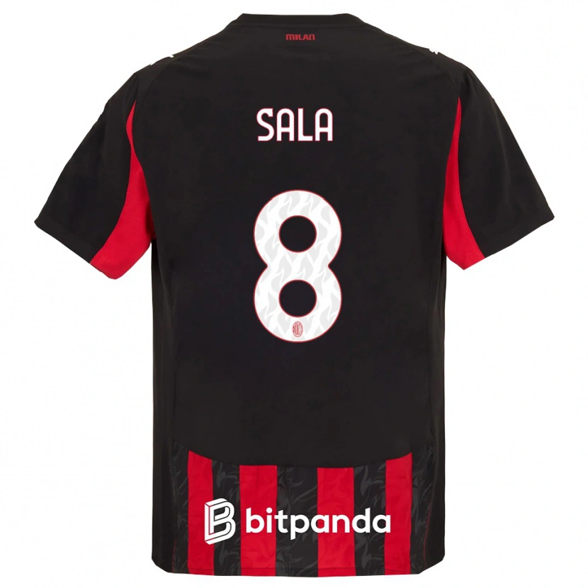 Danxen Mænd Emanuele Sala #8 Rød Sort Hjemmebane Spillertrøjer 2025/26 Trøje T-Shirt