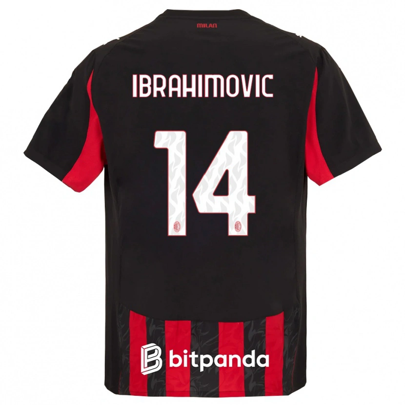 Danxen Mænd Vincent Ibrahimović #14 Rød Sort Hjemmebane Spillertrøjer 2025/26 Trøje T-Shirt