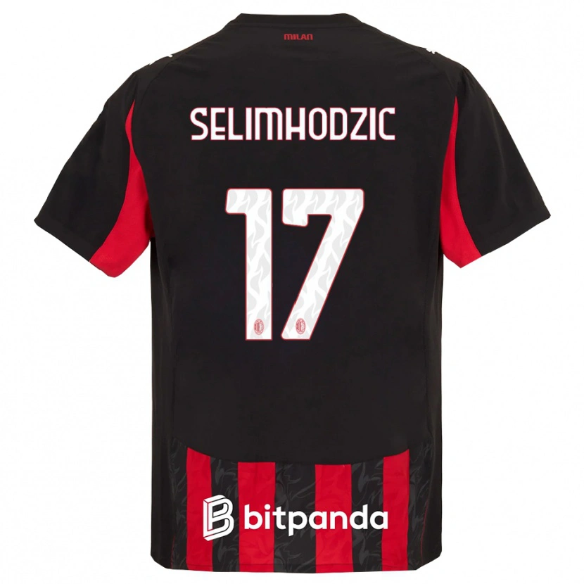 Danxen Mænd Noa Selimhodzic #17 Rød Sort Hjemmebane Spillertrøjer 2025/26 Trøje T-Shirt