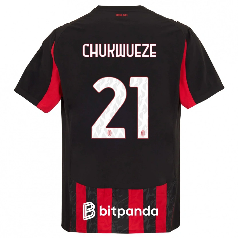 Danxen Mænd Samuel Chukwueze #21 Rød Sort Hjemmebane Spillertrøjer 2025/26 Trøje T-Shirt