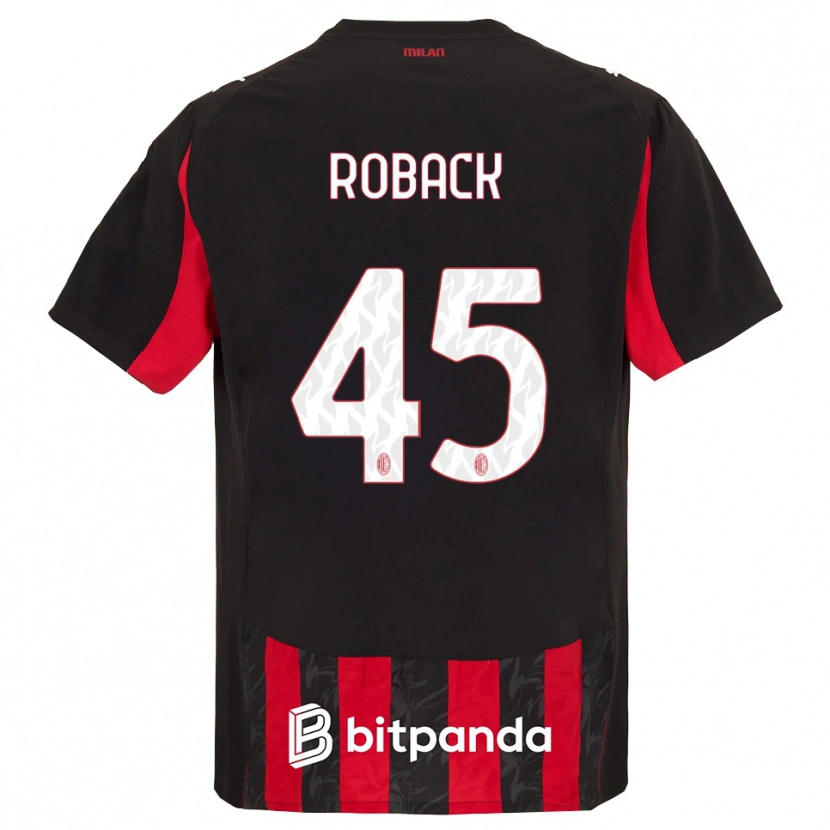 Danxen Mænd Emil Roback #45 Rød Sort Hjemmebane Spillertrøjer 2025/26 Trøje T-Shirt