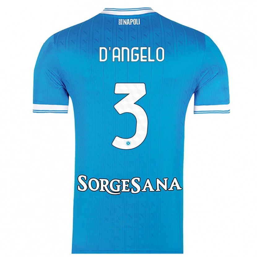 Danxen Mænd Giuseppe D'angelo #3 Lyseblå Hvid Hjemmebane Spillertrøjer 2025/26 Trøje T-Shirt