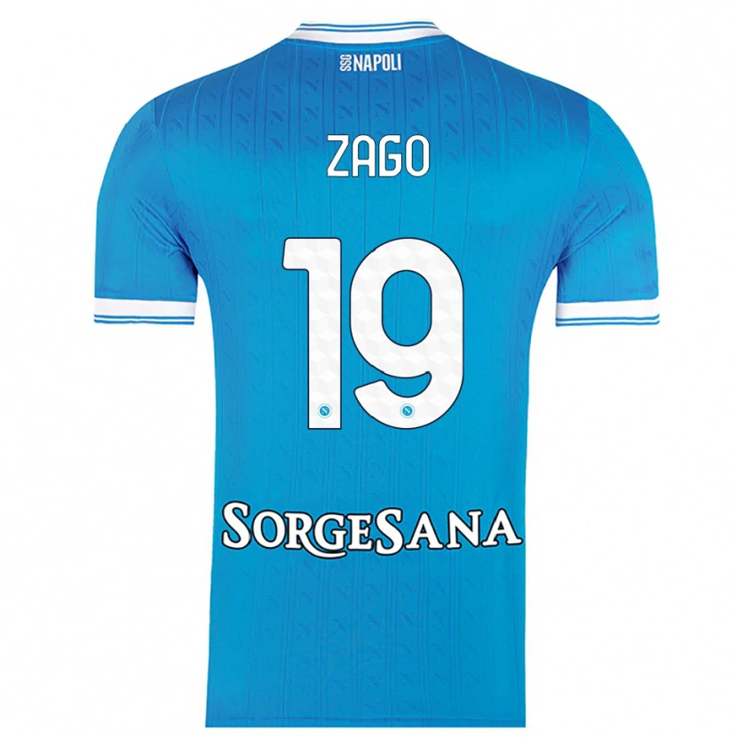 Danxen Mænd Gabriele Zago #19 Lyseblå Hvid Hjemmebane Spillertrøjer 2025/26 Trøje T-Shirt