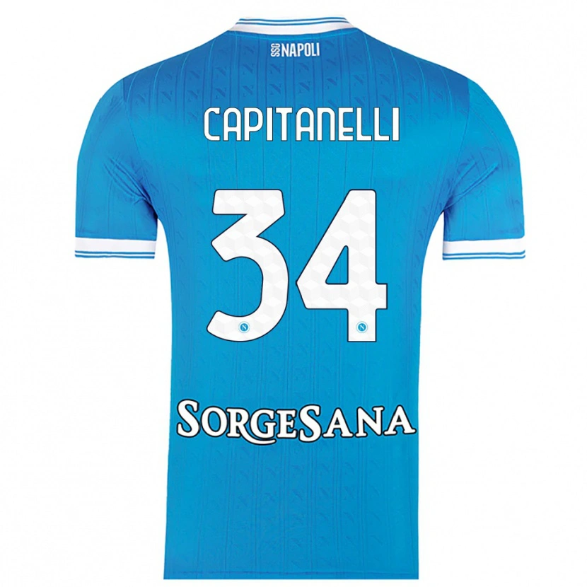 Danxen Mænd Ilaria Capitanelli #34 Lyseblå Hvid Hjemmebane Spillertrøjer 2025/26 Trøje T-Shirt