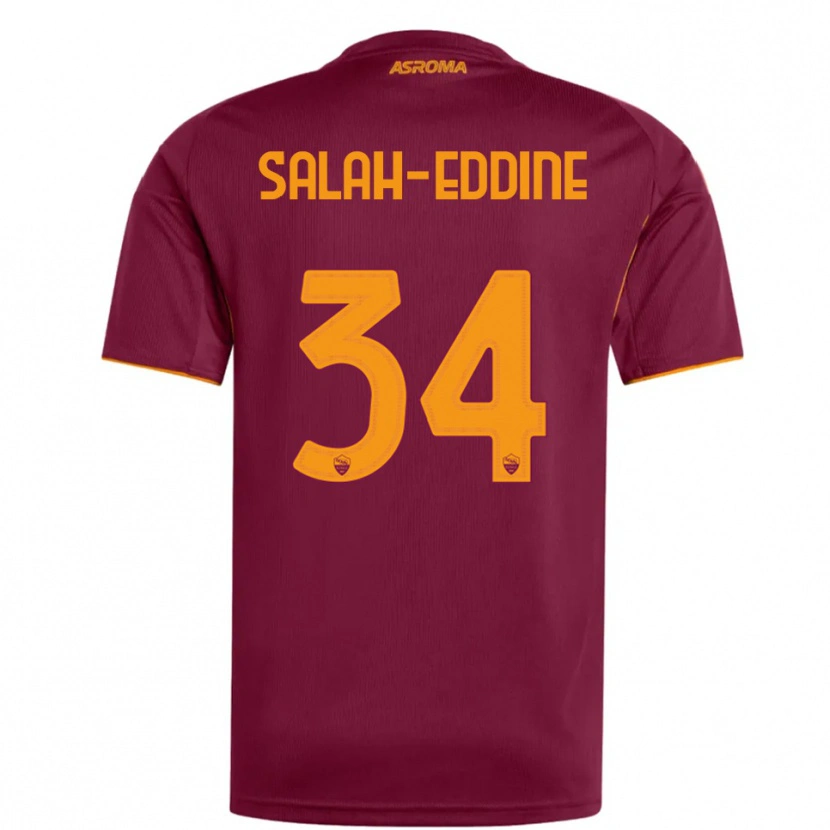 Danxen Mænd Anass Salah-Eddine #34 Burgunder Orange Hjemmebane Spillertrøjer 2025/26 Trøje T-Shirt