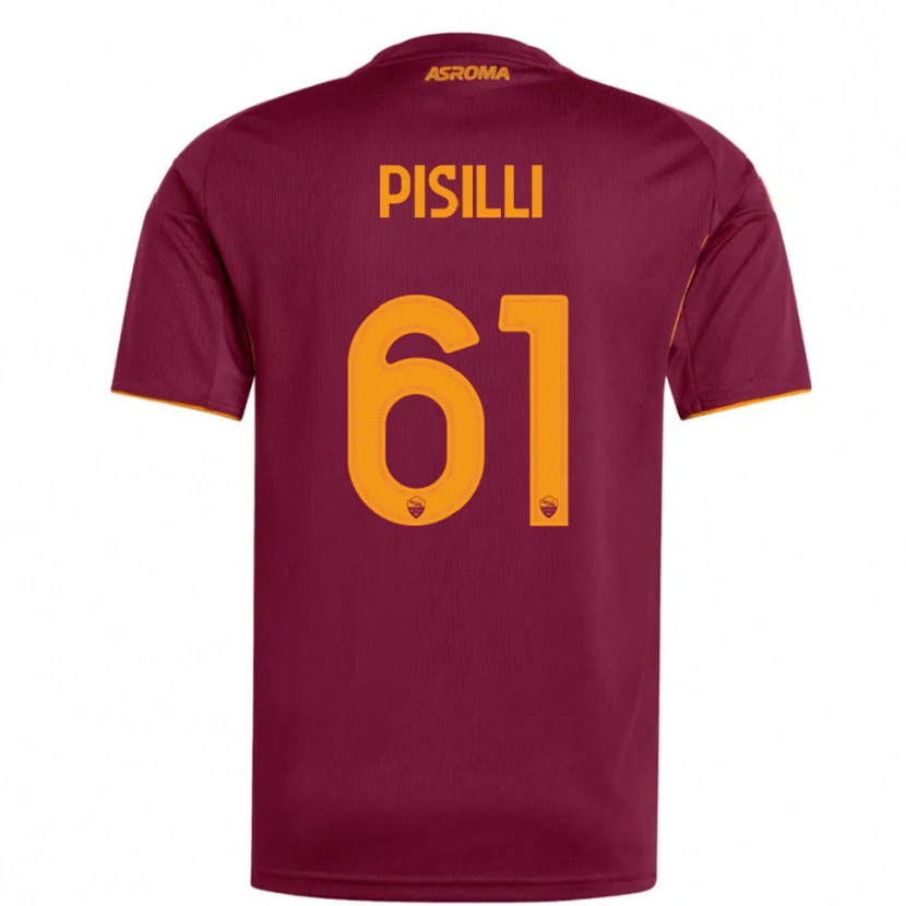 Danxen Mænd Niccolò Pisilli #61 Burgunder Orange Hjemmebane Spillertrøjer 2025/26 Trøje T-Shirt