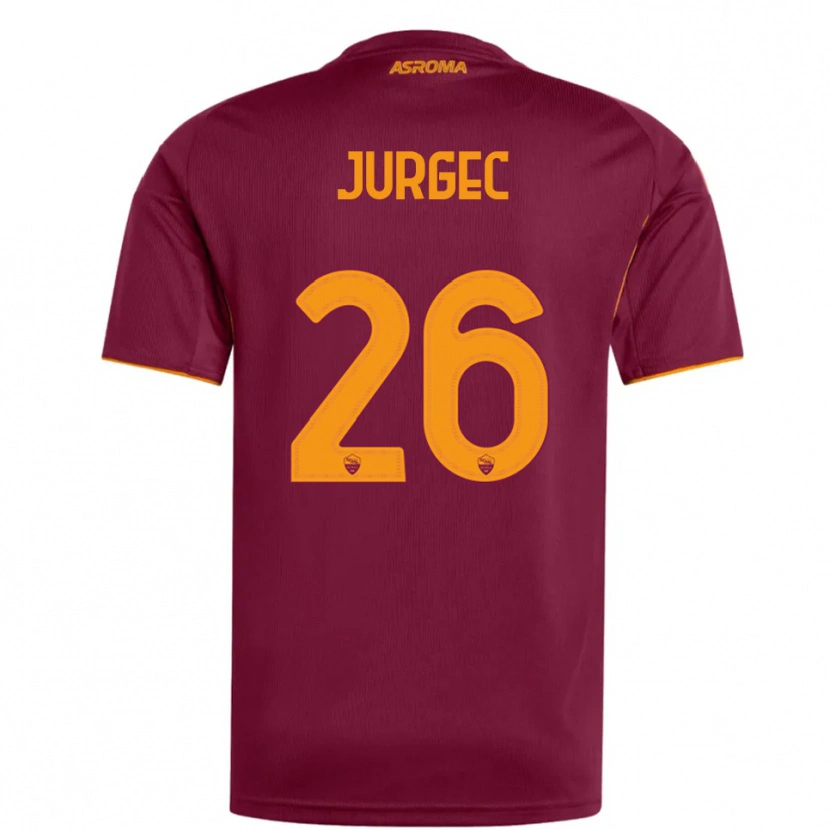 Danxen Mænd Jan Jurgec #26 Burgunder Orange Hjemmebane Spillertrøjer 2025/26 Trøje T-Shirt