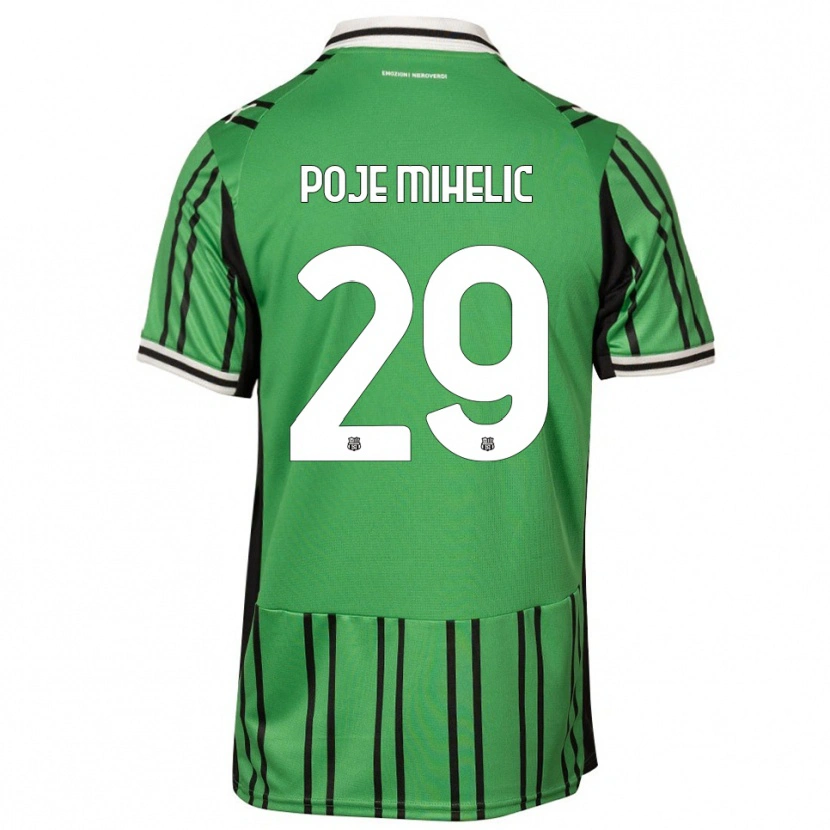 Danxen Mænd Naja Poje Mihelič #29 Grøn Sort Hjemmebane Spillertrøjer 2025/26 Trøje T-Shirt