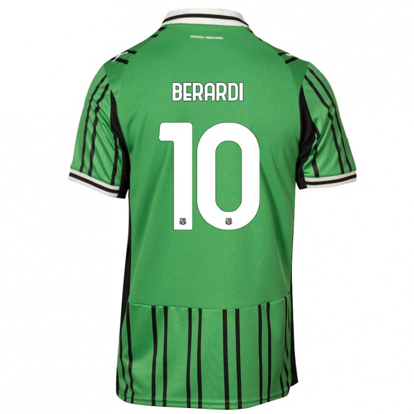 Danxen Mænd Domenico Berardi #10 Grøn Sort Hjemmebane Spillertrøjer 2025/26 Trøje T-Shirt