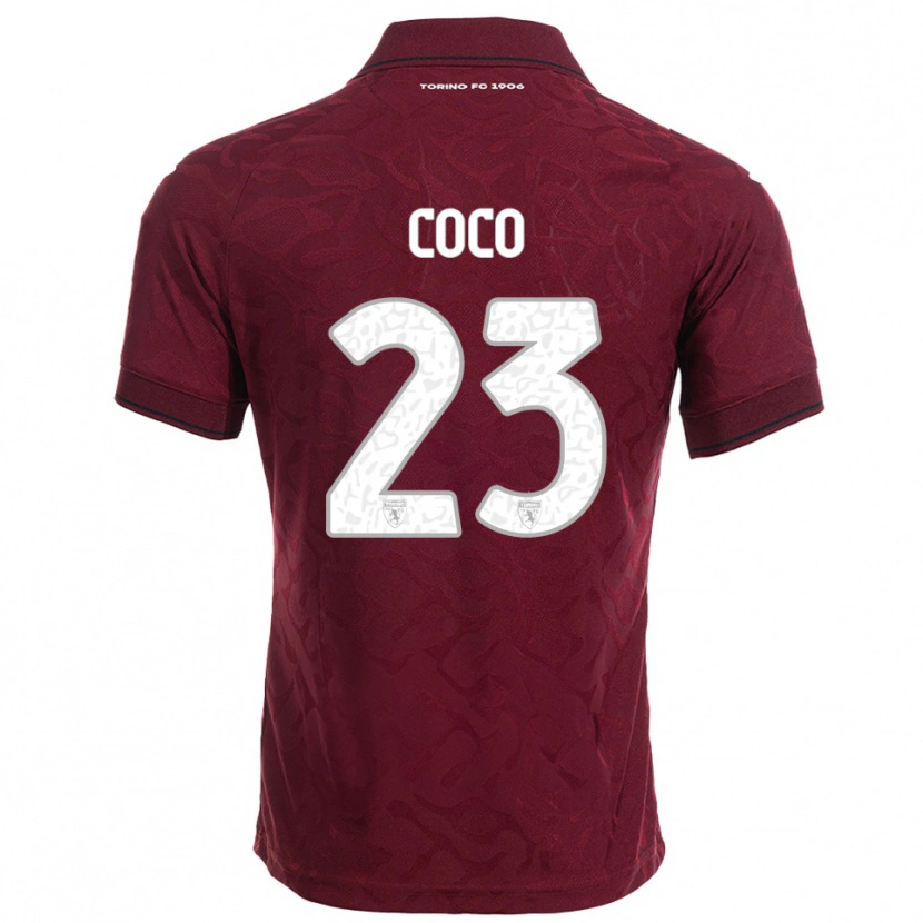 Danxen Mænd Saúl Coco #23 Burgunder Hvid Hjemmebane Spillertrøjer 2025/26 Trøje T-Shirt