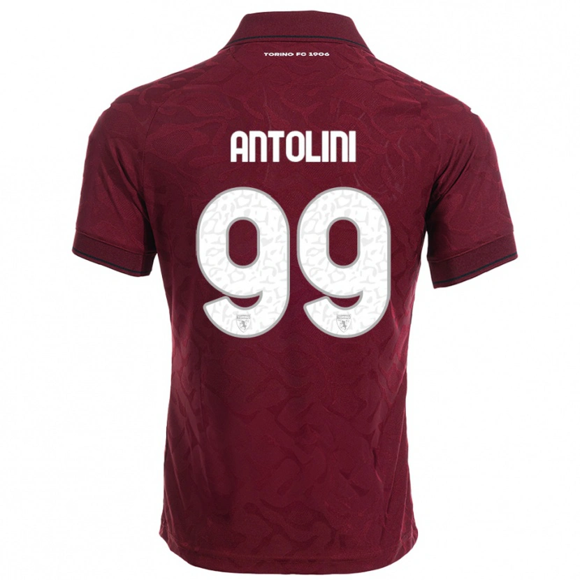 Danxen Mænd Jacopo Antolini #99 Burgunder Hvid Hjemmebane Spillertrøjer 2025/26 Trøje T-Shirt
