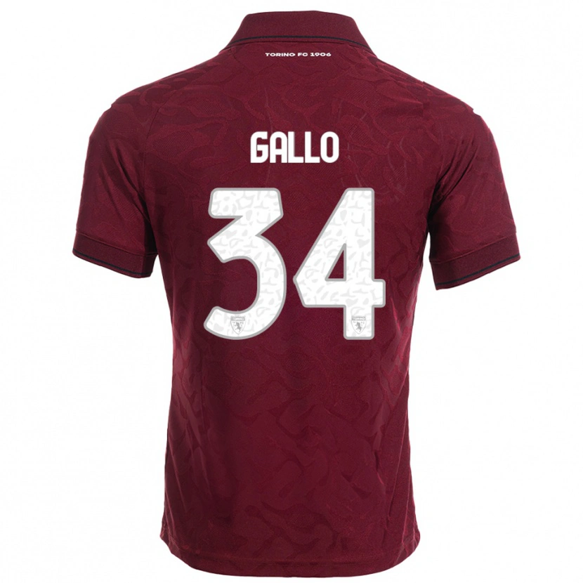 Danxen Mænd Tommaso Gallo #34 Burgunder Hvid Hjemmebane Spillertrøjer 2025/26 Trøje T-Shirt