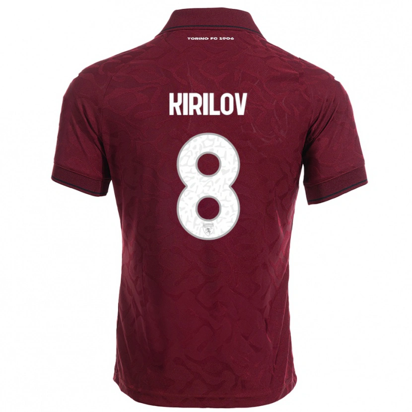 Danxen Mænd Martin Kirilov #8 Burgunder Hvid Hjemmebane Spillertrøjer 2025/26 Trøje T-Shirt