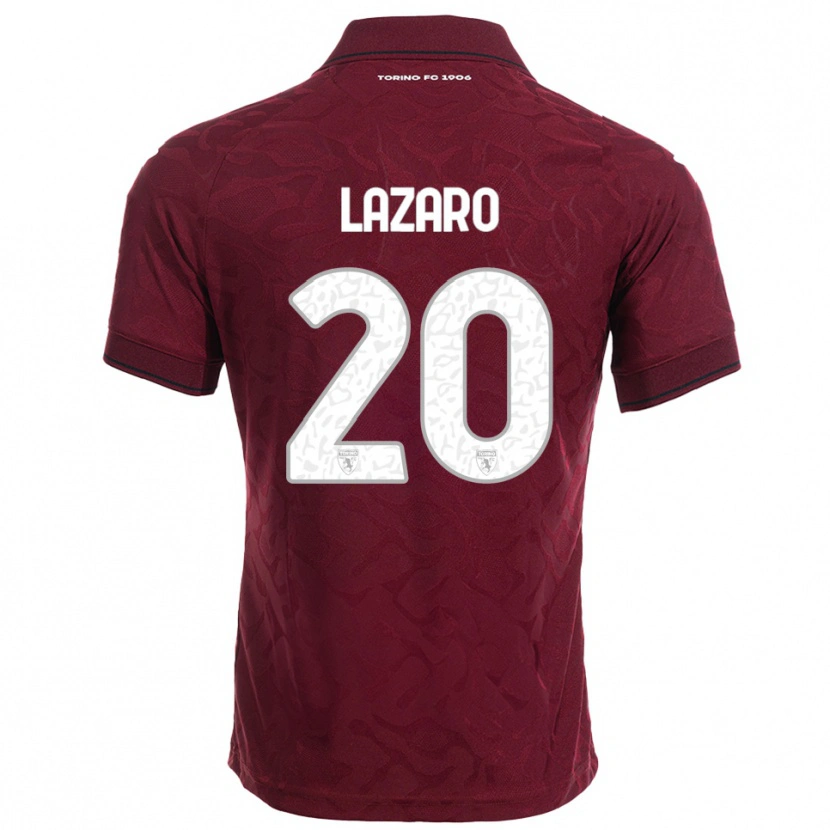 Danxen Mænd Valentino Lazaro #20 Burgunder Hvid Hjemmebane Spillertrøjer 2025/26 Trøje T-Shirt