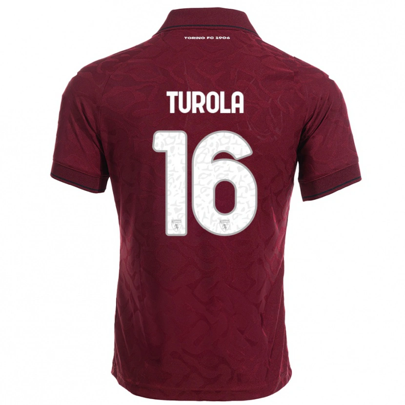 Danxen Mænd Cristian Turola #16 Burgunder Hvid Hjemmebane Spillertrøjer 2025/26 Trøje T-Shirt