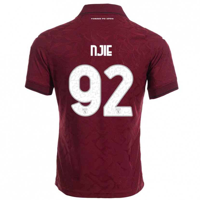 Danxen Mænd Alieu Njie #92 Burgunder Hvid Hjemmebane Spillertrøjer 2025/26 Trøje T-Shirt