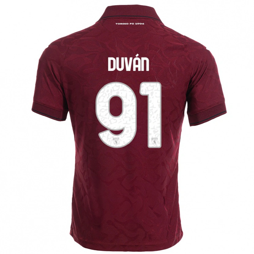Danxen Mænd Duván Zapata #91 Burgunder Hvid Hjemmebane Spillertrøjer 2025/26 Trøje T-Shirt