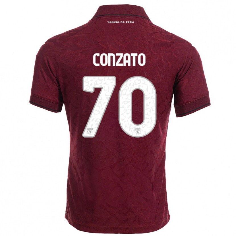 Danxen Mænd Filippo Conzato #70 Burgunder Hvid Hjemmebane Spillertrøjer 2025/26 Trøje T-Shirt