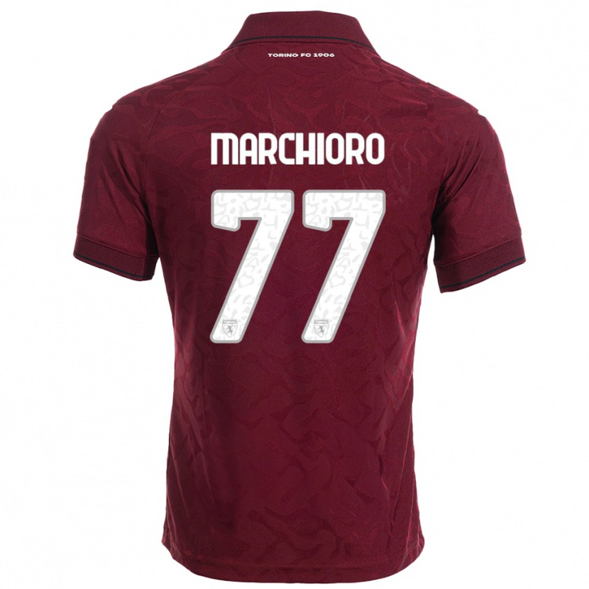 Danxen Mænd Raffaele Marchioro #77 Burgunder Hvid Hjemmebane Spillertrøjer 2025/26 Trøje T-Shirt