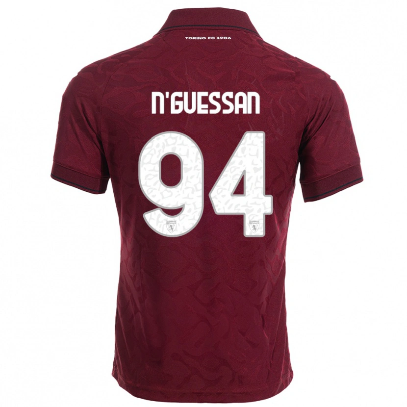 Danxen Mænd Ange Caumenan N'guessan #94 Burgunder Hvid Hjemmebane Spillertrøjer 2025/26 Trøje T-Shirt