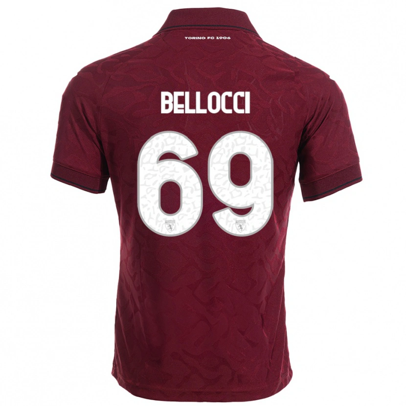 Danxen Mænd Andrea Bellocci #69 Burgunder Hvid Hjemmebane Spillertrøjer 2025/26 Trøje T-Shirt