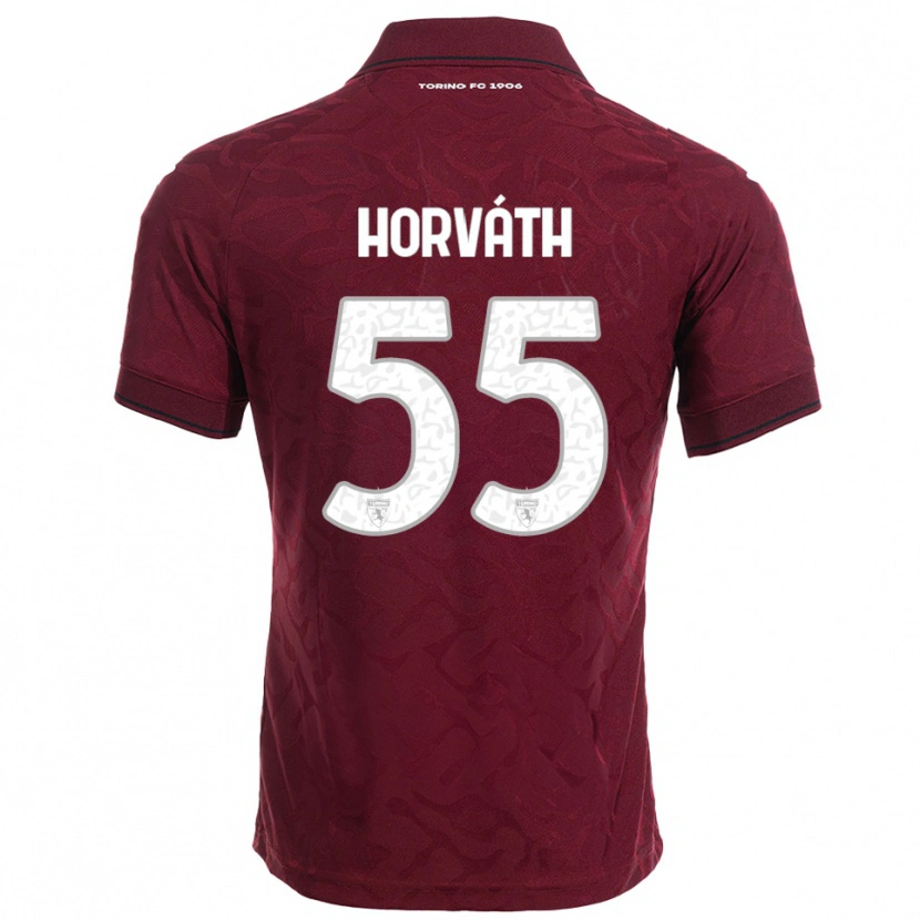 Danxen Mænd Krisztofer Horváth #55 Burgunder Hvid Hjemmebane Spillertrøjer 2025/26 Trøje T-Shirt