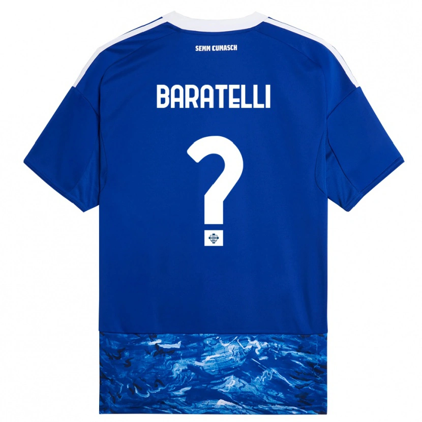 Danxen Mænd Mattia Baratelli #0 Blå Hvid Hjemmebane Spillertrøjer 2025/26 Trøje T-Shirt
