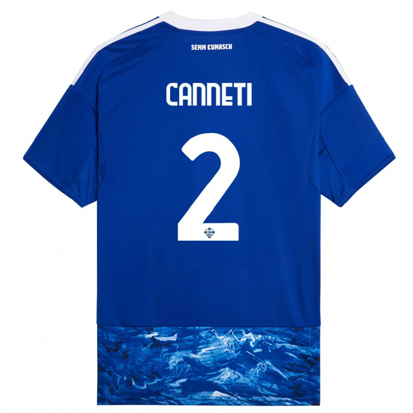 Danxen Mænd Jacopo Canneti #2 Blå Hvid Hjemmebane Spillertrøjer 2025/26 Trøje T-Shirt