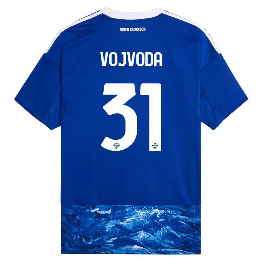 Danxen Mænd Mërgim Vojvoda #31 Blå Hvid Hjemmebane Spillertrøjer 2025/26 Trøje T-Shirt
