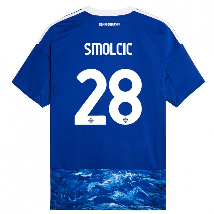 Danxen Mænd Ivan Smolcic #28 Blå Hvid Hjemmebane Spillertrøjer 2025/26 Trøje T-Shirt