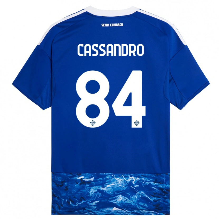 Danxen Mænd Tommaso Cassandro #84 Blå Hvid Hjemmebane Spillertrøjer 2025/26 Trøje T-Shirt