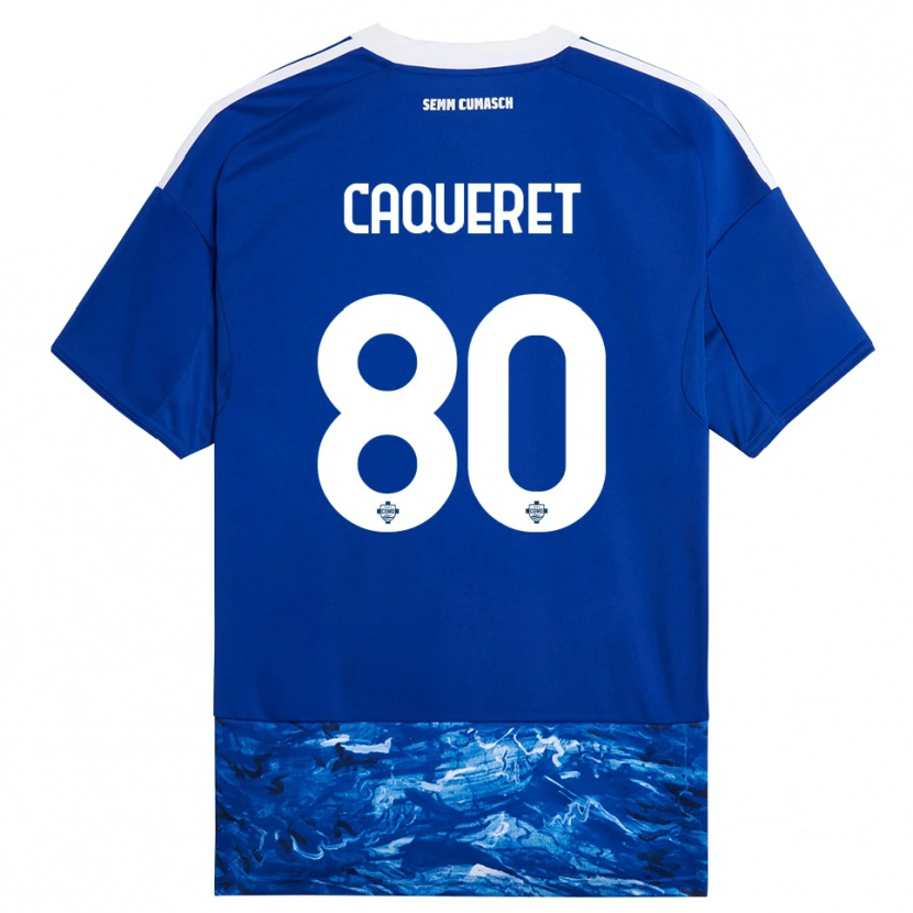Danxen Mænd Maxence Caqueret #80 Blå Hvid Hjemmebane Spillertrøjer 2025/26 Trøje T-Shirt