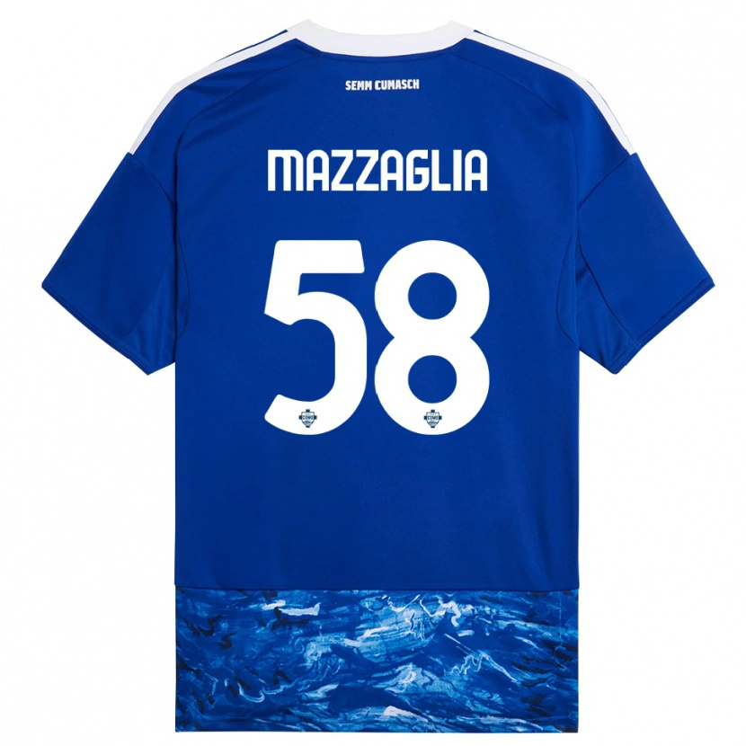 Danxen Mænd Giuseppe Mazzaglia #58 Blå Hvid Hjemmebane Spillertrøjer 2025/26 Trøje T-Shirt