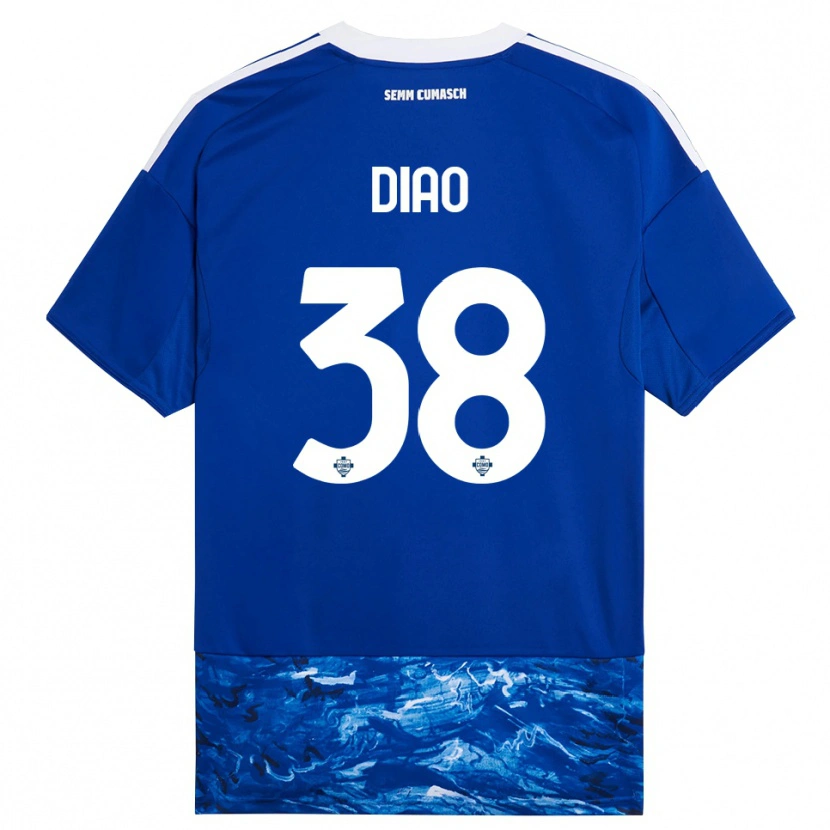 Danxen Mænd Assane Diao #38 Blå Hvid Hjemmebane Spillertrøjer 2025/26 Trøje T-Shirt