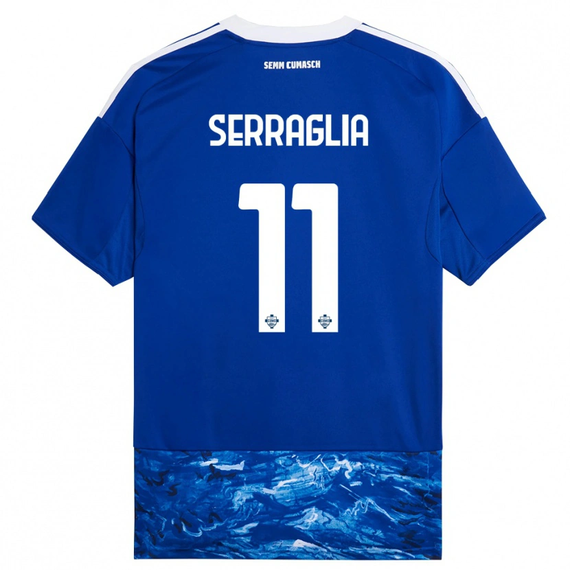 Danxen Mænd Lucas Serraglia #11 Blå Hvid Hjemmebane Spillertrøjer 2025/26 Trøje T-Shirt