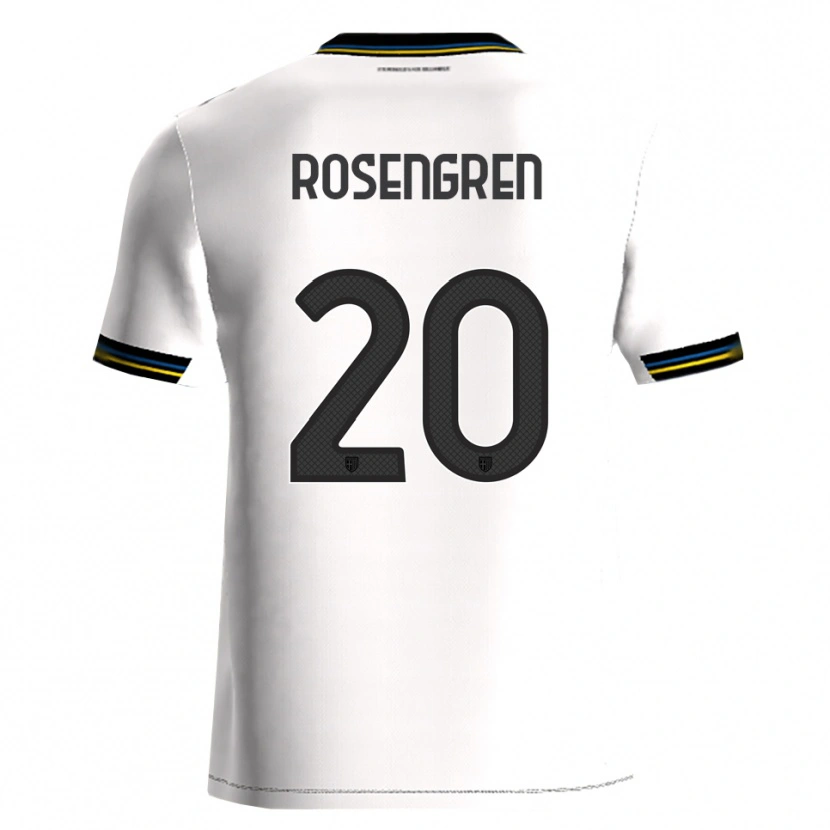 Danxen Mænd Lukas Rosengren #20 Hvid Sort Hjemmebane Spillertrøjer 2025/26 Trøje T-Shirt