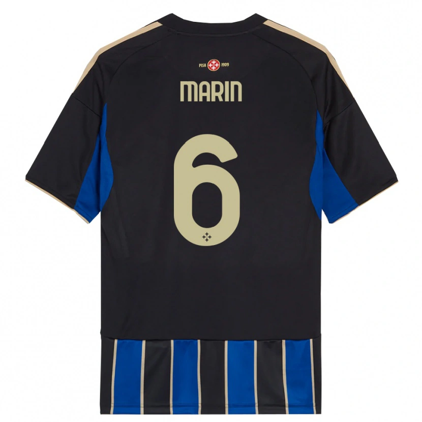 Danxen Mænd Marius Marin #6 Sort Blå Hjemmebane Spillertrøjer 2025/26 Trøje T-Shirt