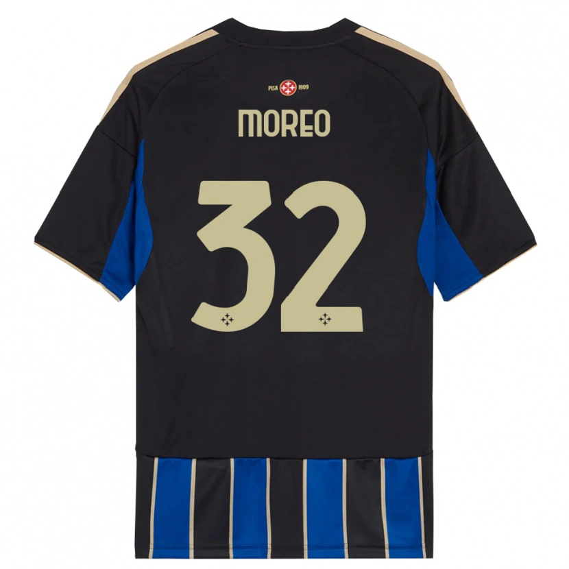 Danxen Mænd Stefano Moreo #32 Sort Blå Hjemmebane Spillertrøjer 2025/26 Trøje T-Shirt