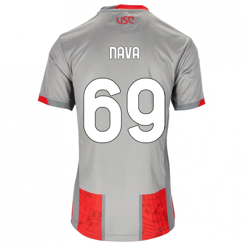 Danxen Mænd Lapo Nava #69 Rød Grå Hjemmebane Spillertrøjer 2025/26 Trøje T-Shirt