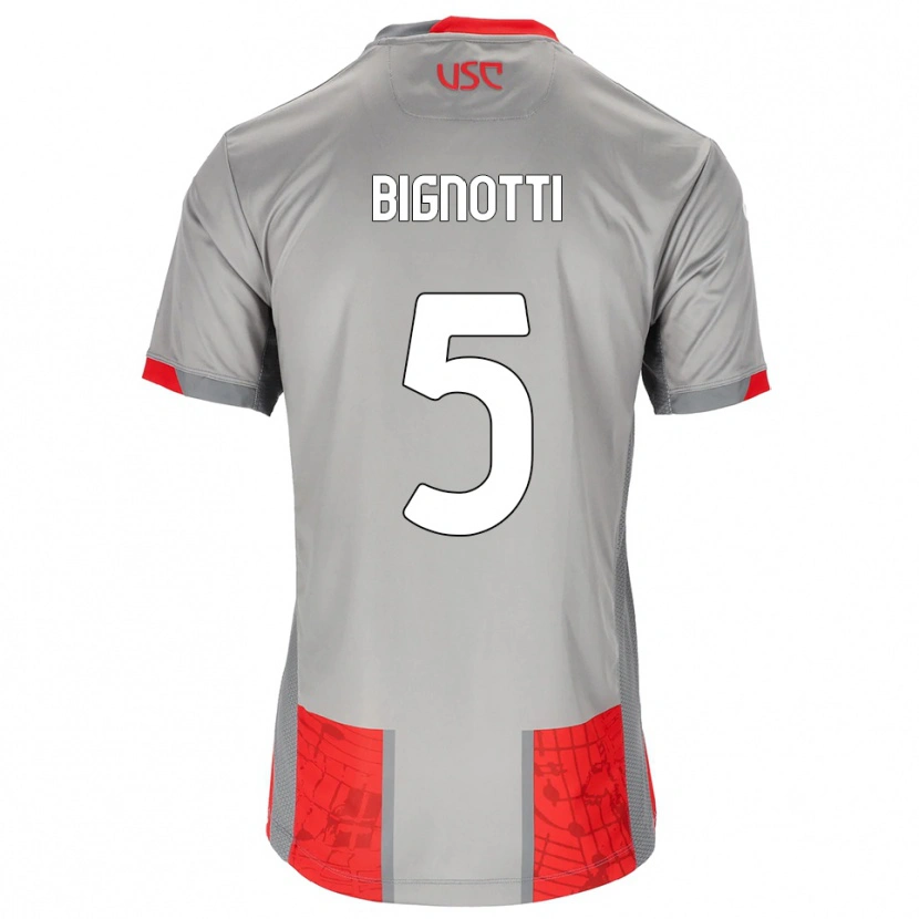 Danxen Mænd Francesco Bignotti #5 Rød Grå Hjemmebane Spillertrøjer 2025/26 Trøje T-Shirt