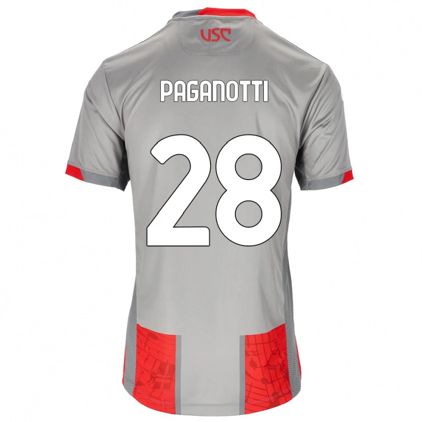 Danxen Mænd Michele Paganotti #28 Rød Grå Hjemmebane Spillertrøjer 2025/26 Trøje T-Shirt