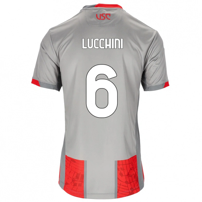 Danxen Mænd Matteo Lucchini #6 Rød Grå Hjemmebane Spillertrøjer 2025/26 Trøje T-Shirt