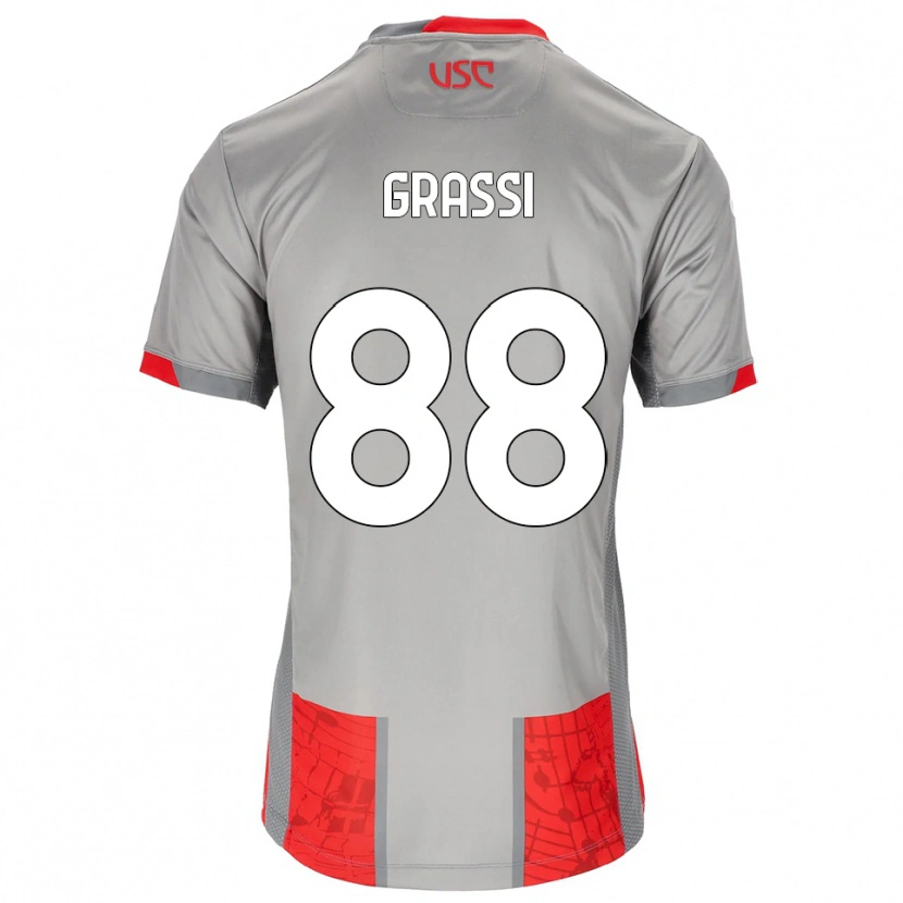 Danxen Mænd Alberto Grassi #88 Rød Grå Hjemmebane Spillertrøjer 2025/26 Trøje T-Shirt