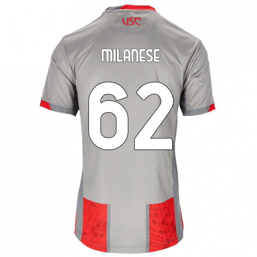 Danxen Mænd Tommaso Milanese #62 Rød Grå Hjemmebane Spillertrøjer 2025/26 Trøje T-Shirt